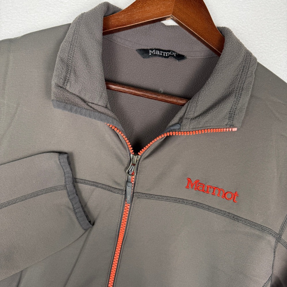 Marmot Softshell Jacket Mens Large Gray Full Zip Fleece Lined FLAWED
